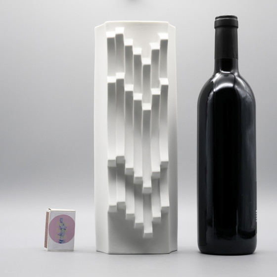 Image 1 of ARCHAIS Heinrich FUCHS Op Art Retro HUTSCHENREUTHER Bisque Vase en Porcelaine Duo