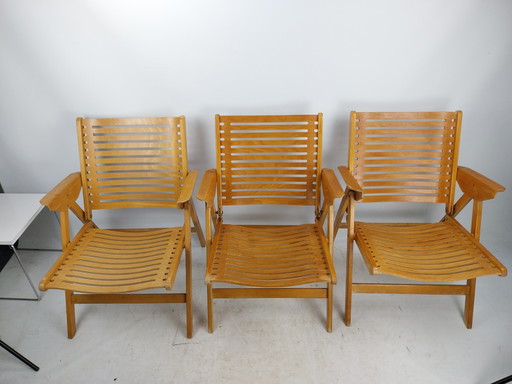 3 X Chaise pliante par Nico Kralj 1960's pour Stol Kamnik