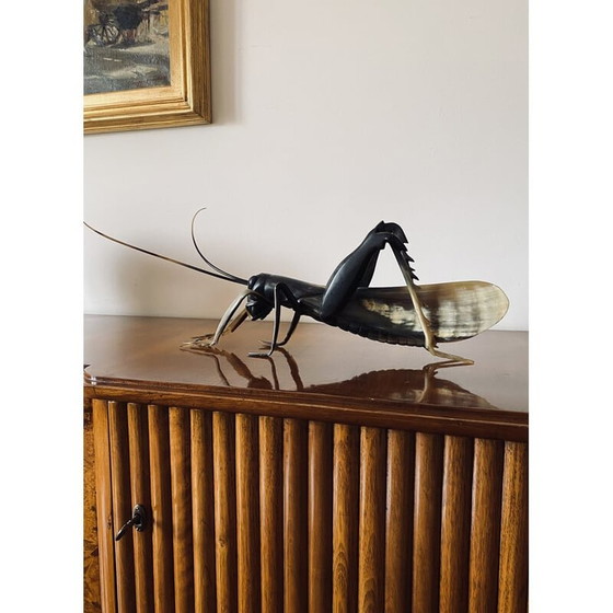 Image 1 of Mid-century hand-crafted horn Grasshopper, France 1960s