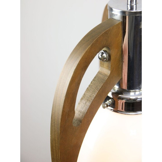 Image 1 of Lampada a sospensione vintage in cromo e vetro opalino, 1960