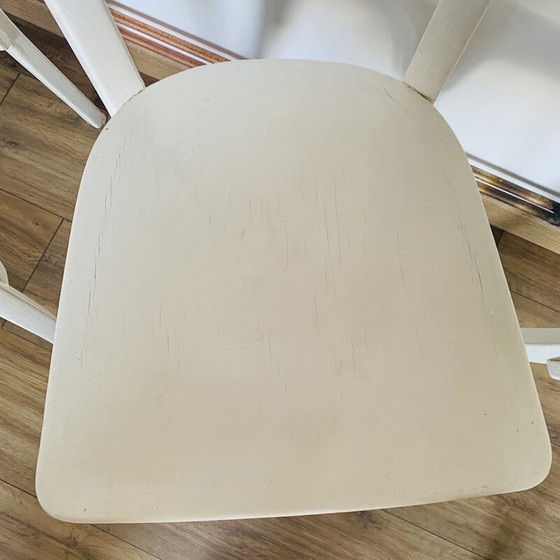 Image 1 of Set di 4 sedie Baumann bianche vintage in faggio, 1960