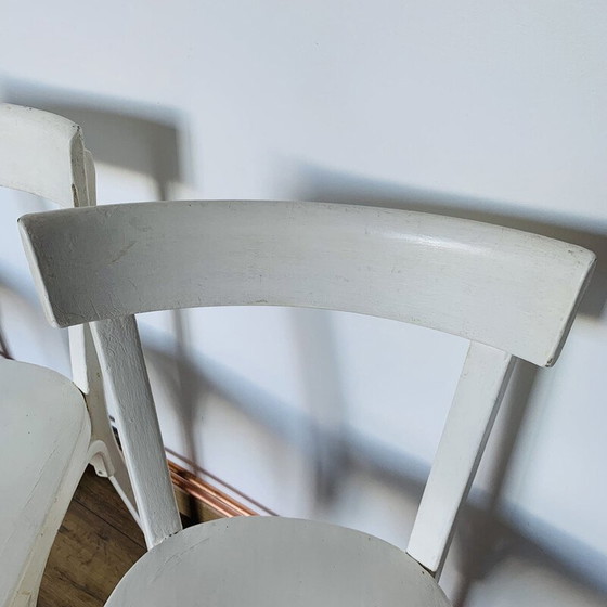 Image 1 of Set di 4 sedie Baumann bianche vintage in faggio, 1960