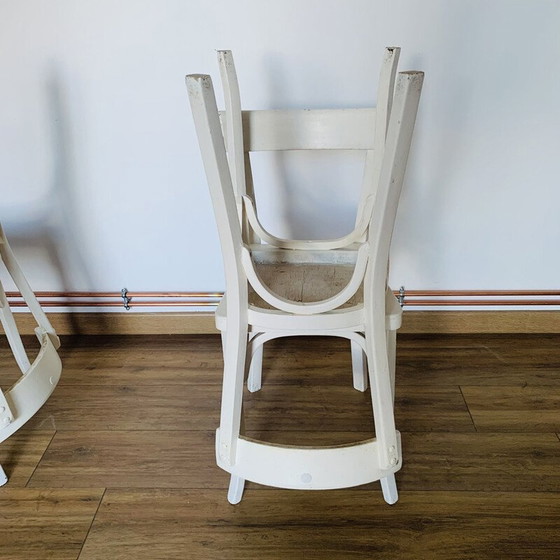 Image 1 of Set di 4 sedie Baumann bianche vintage in faggio, 1960