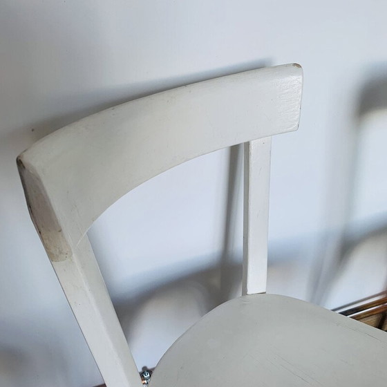 Image 1 of Set di 4 sedie Baumann bianche vintage in faggio, 1960