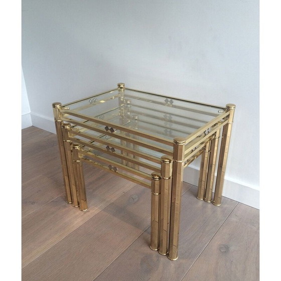 Image 1 of Set di 3 tavolini vintage in ottone