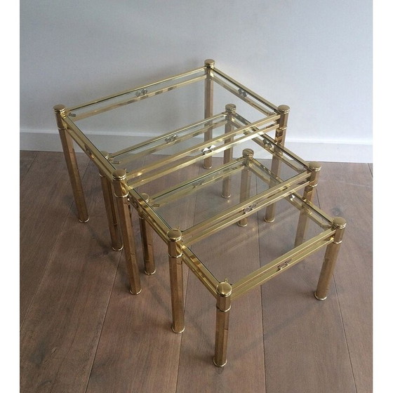 Image 1 of Set di 3 tavolini vintage in ottone