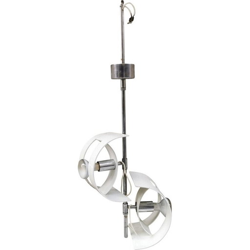 Vintage steel and metal pendant lamp by Stilux, Italy