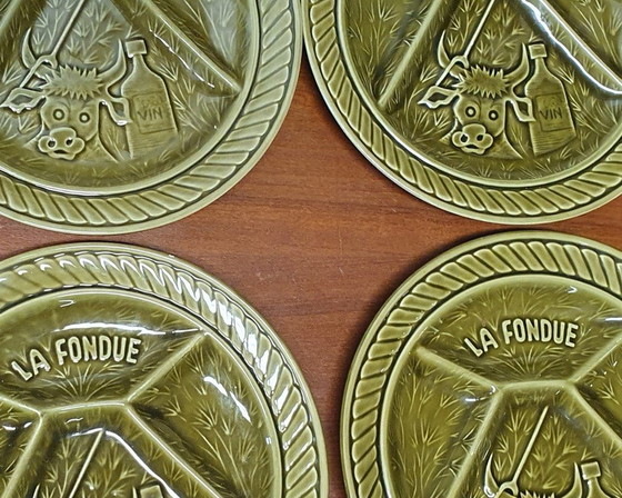 Image 1 of 1871 Vintage French Fondue Plates 4X
