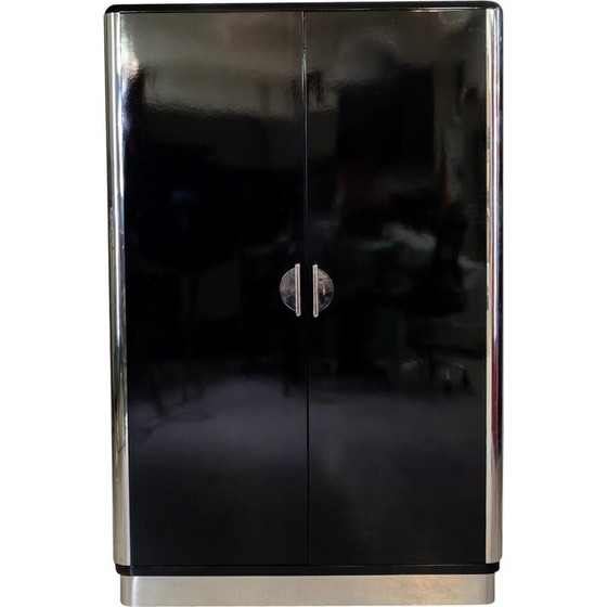 Image 1 of Vintage Bauhaus cabinet in black lacquered panels, 1930