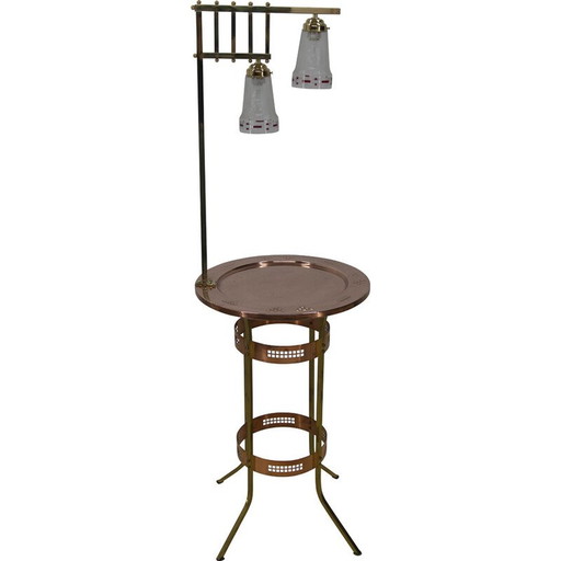 Vintage smoking table with lamp, 1900s