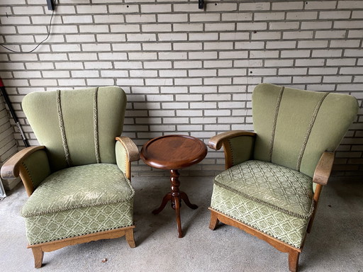 2 Midcentury Art Deco Armchairs Velvet