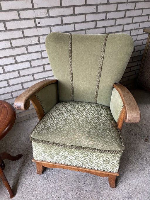 2 Midcentury Art Deco Armchairs Velvet