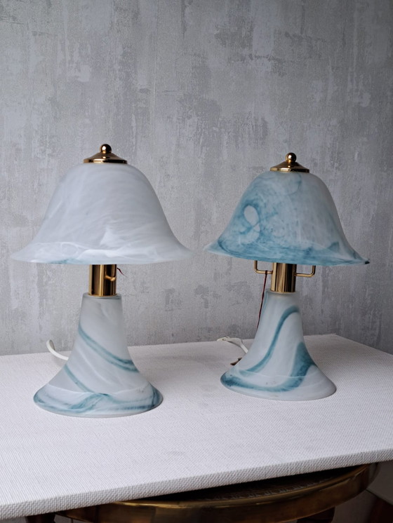 Image 1 of 2x Murano mushroom lamps