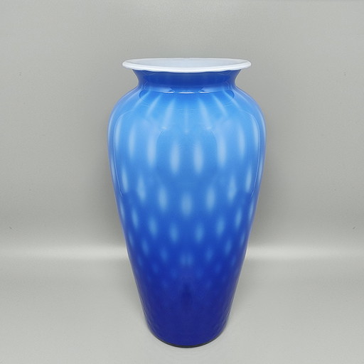 1970s Astonishing Blue Vase in Murano Glass by Dogi. Made in Italy