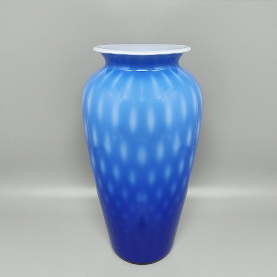 Image 1 of 1970s Astonishing Blue Vase in Murano Glass by Dogi. Made in Italy