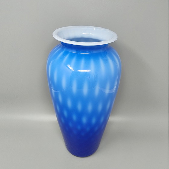 Image 1 of 1970s Astonishing Blue Vase in Murano Glass by Dogi. Made in Italy