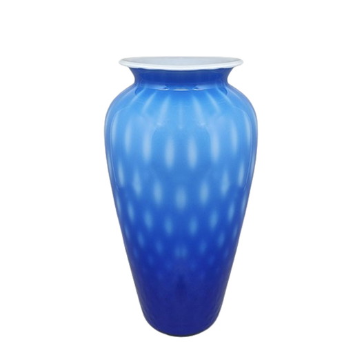 1970s Astonishing Blue Vase in Murano Glass by Dogi. Made in Italy