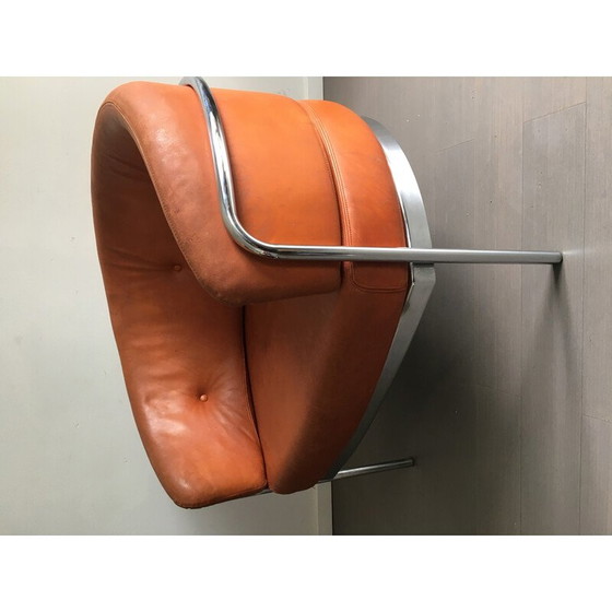 Image 1 of Vintage SZ18 armchair in beige leather by Hans Ell for 'T Spectrum, Netherlands 1970