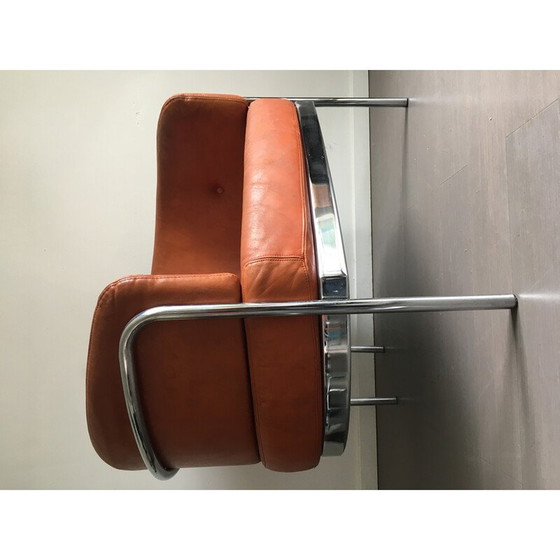 Image 1 of Vintage SZ18 armchair in beige leather by Hans Ell for 'T Spectrum, Netherlands 1970