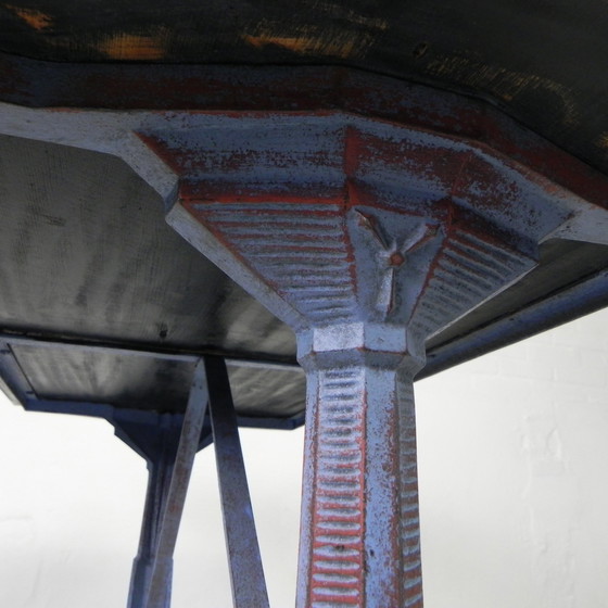 Image 1 of Tavolo da bistrot Art Déco con struttura in ghisa e piano in pino, anni &#39;30