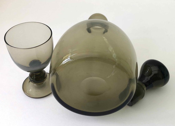 Image 1 of Caraffa e 6 bicchieri soffiati 1960