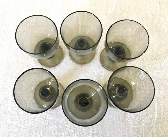 Image 1 of Caraffa e 6 bicchieri soffiati 1960