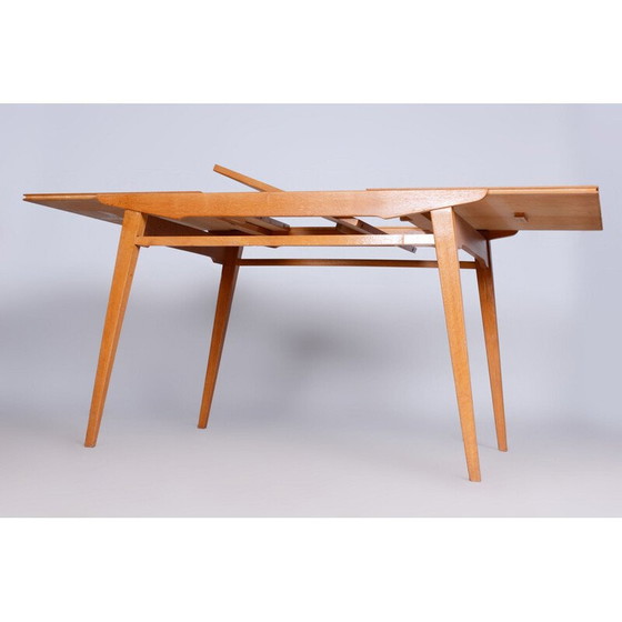 Image 1 of Vintage oak extendable table, Czechoslovakia 1950