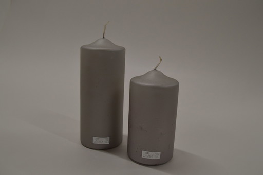 2 Silver Blunt Candles