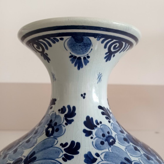 Image 1 of Hand-painted Delft Blue Ceramic Vase