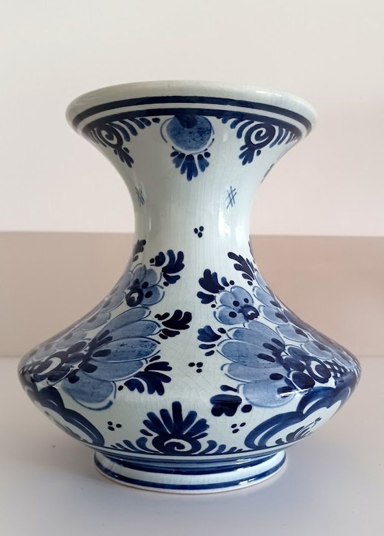 Image 1 of Hand-painted Delft Blue Ceramic Vase