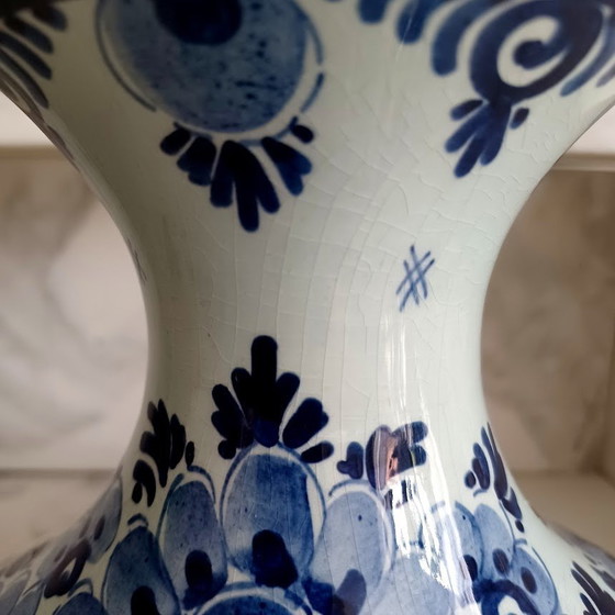 Image 1 of Hand-painted Delft Blue Ceramic Vase