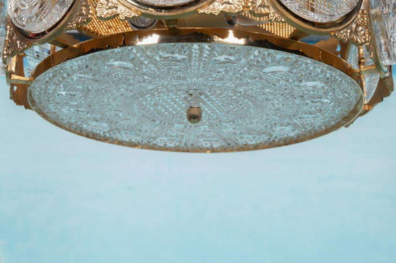 Image 1 of Lampada a sospensione vintage in vetro Svezia anni '60, pendente in ottone e vetro