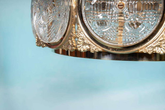 Image 1 of Lampe suspendue vintage en verre Suède années 60, suspension en laiton et verre