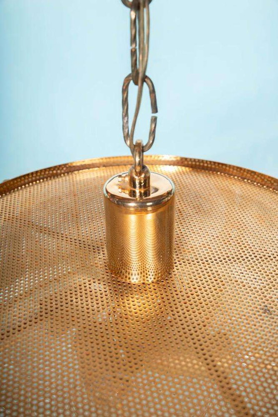 Image 1 of Lampe suspendue vintage en verre Suède années 60, suspension en laiton et verre