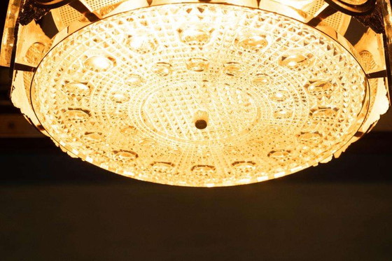 Image 1 of Lampe suspendue vintage en verre Suède années 60, suspension en laiton et verre