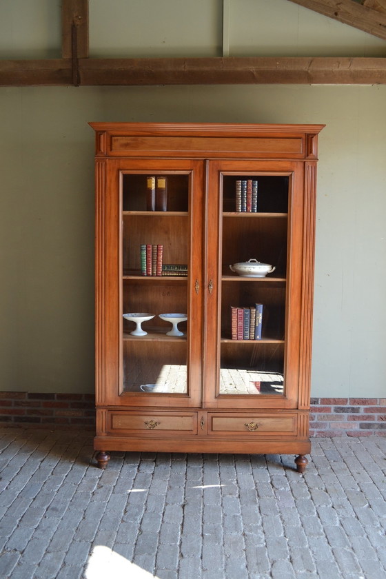 Image 1 of Antique Mahogany Wooden Bookcase, Display Case.