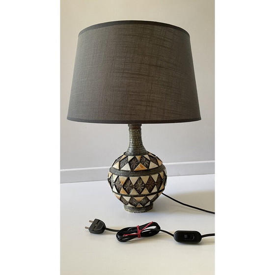 Image 1 of Vintage artisanal lamp in silver metal and copper, 1970