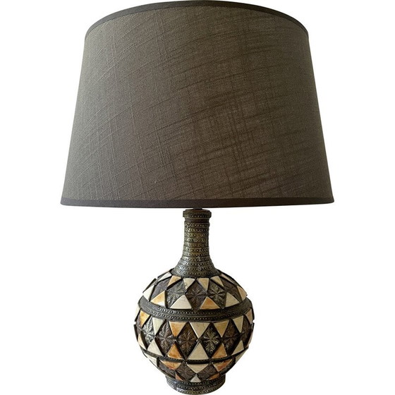 Image 1 of Vintage artisanal lamp in silver metal and copper, 1970