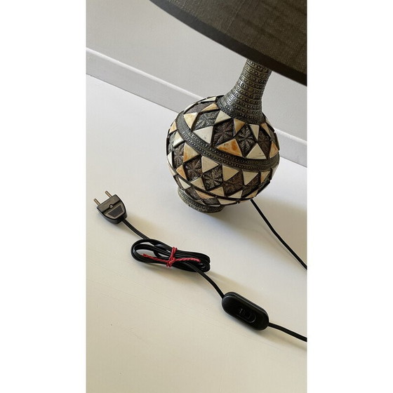 Image 1 of Vintage artisanal lamp in silver metal and copper, 1970