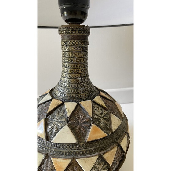 Image 1 of Vintage artisanal lamp in silver metal and copper, 1970