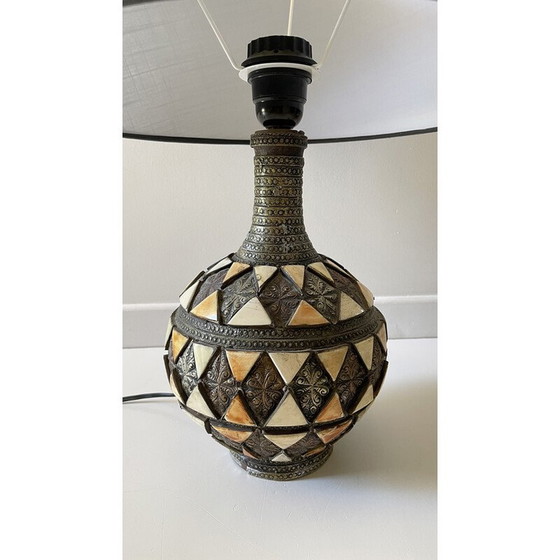 Image 1 of Vintage artisanal lamp in silver metal and copper, 1970