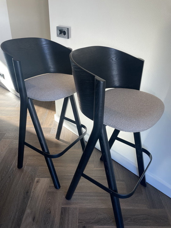 Image 1 of 2x Bar Stools Banne Twigs Back Stone