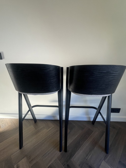 2x Bar Stools Banne Twigs Back Stone