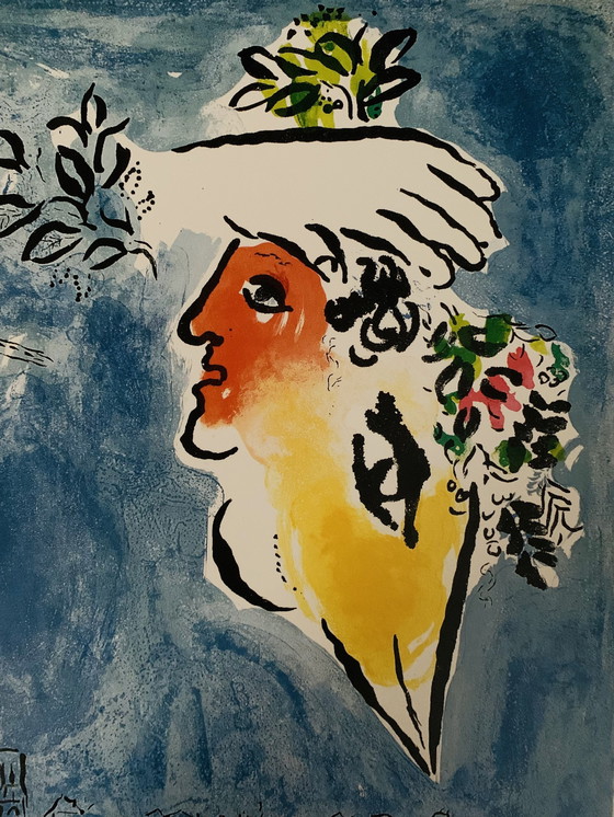 Image 1 of Marc Chagall "Le Ciel Bleu, 1964" Color Lithograph. Signed In The Plate. Of High Quality. In Excellent Condition.