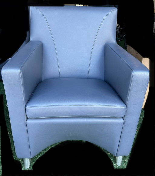 3x Fauteuil Dolcinea en cuir bleu