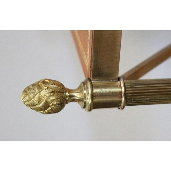 Image 1 of Mensola vintage con 3 vassoi in ottone e legno per Maison Jansen, 1970