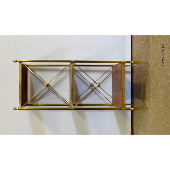 Image 1 of Mensola vintage con 3 vassoi in ottone e legno per Maison Jansen, 1970