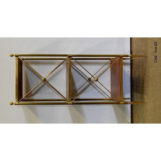 Image 1 of Mensola vintage con 3 vassoi in ottone e legno per Maison Jansen, 1970