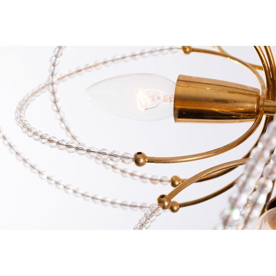 Image 1 of Vintage gold-plated glass chandelier, 1970-1979