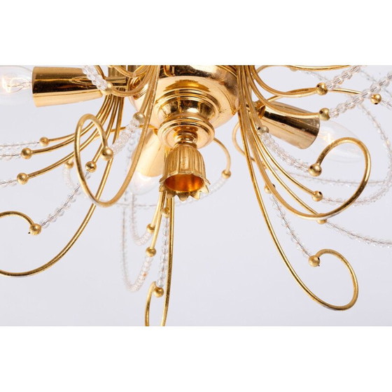 Image 1 of Vintage gold-plated glass chandelier, 1970-1979